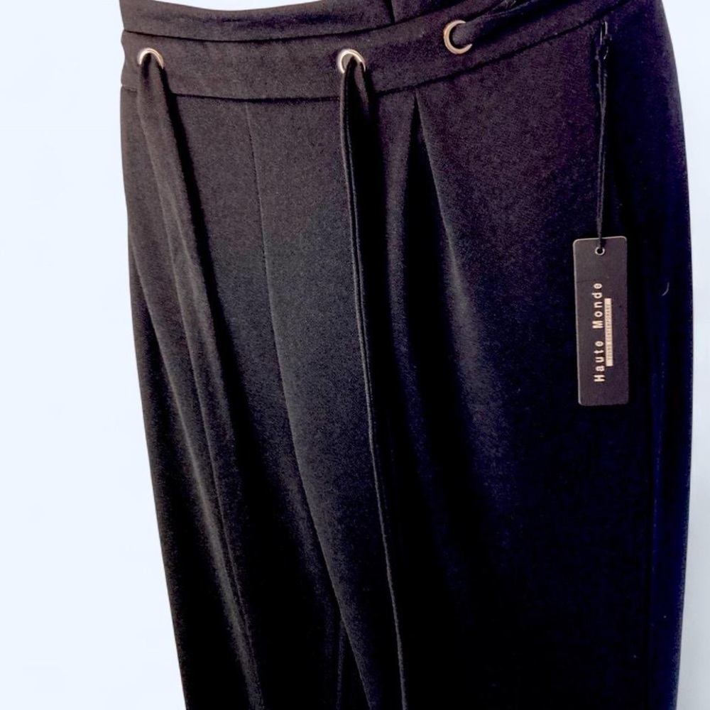 Haute Monde black trousers with drawstring waist and pleats L